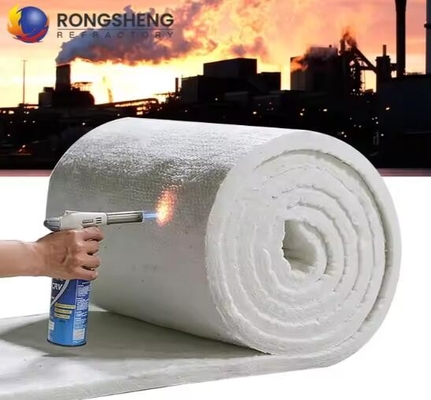 ผ้าห่มไฟเบอร์เซรามิกผ้าห่มปรับอุณหภูมิสูง 1260c 50mm 25mm หนา Alumina Silicate Needled Blanket