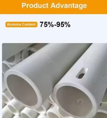 อุณหภูมิสูง 99% Al2o3 ท่อเซรามิกที่ทนไฟ ท่ออัลมิเนีย โรลเลอร์เซรามิกสําหรับเตาอบเซรามิก