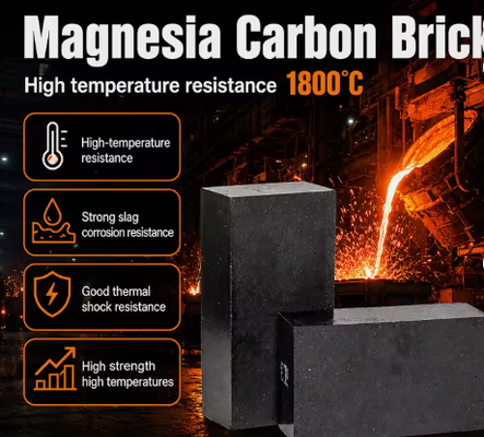 Rongsheng Refractory Magnesia Carbon Brick High Temperature 1800℃ Magnesium Carbon Bricks For Eaf And Converter